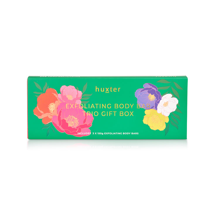 Exfoliating Body Bar Trio| Emerald Green with Mixed Florals