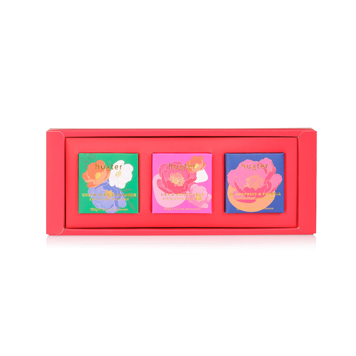 Exfoliating Body Bar Trio| Emerald Green with Mixed Florals